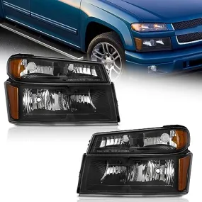 For 2004-2012 Chevy Colorado/GMC Canyon Headlights (Black)