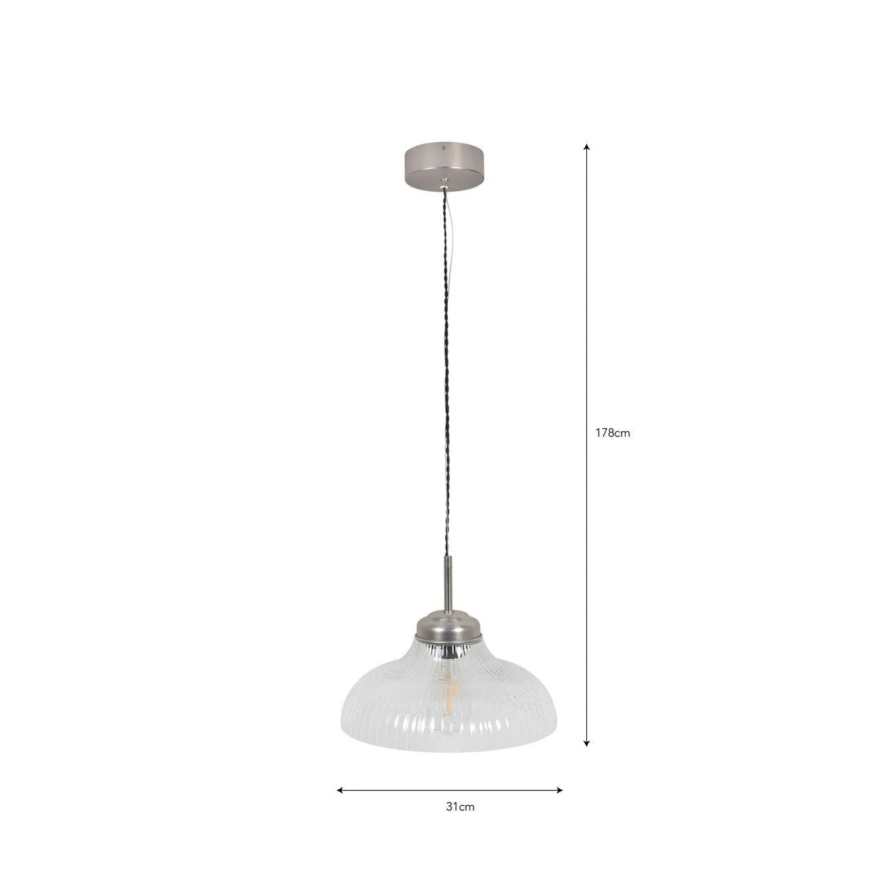 Fovant Fluted Glass Pendant Light | Satin Nickel