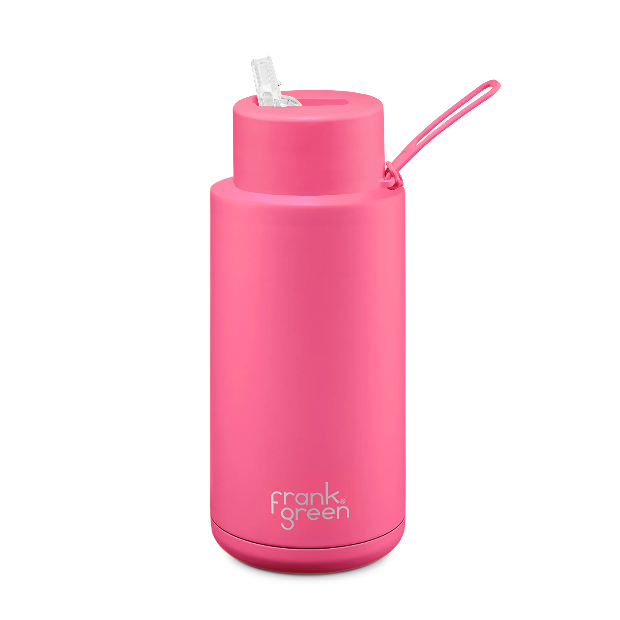 Frank Green - Ceramic Reusable Bottle Straw Lid 34oz Neon Pink