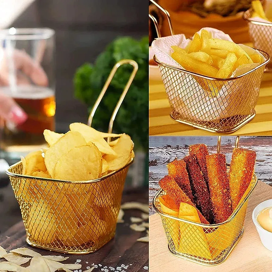 French Fry Chip Fryer Serving Basket Gold Small