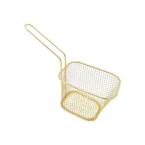 French Fry Chip Fryer Serving Basket Gold Small