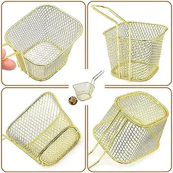 French Fry Chip Fryer Serving Basket Gold Small