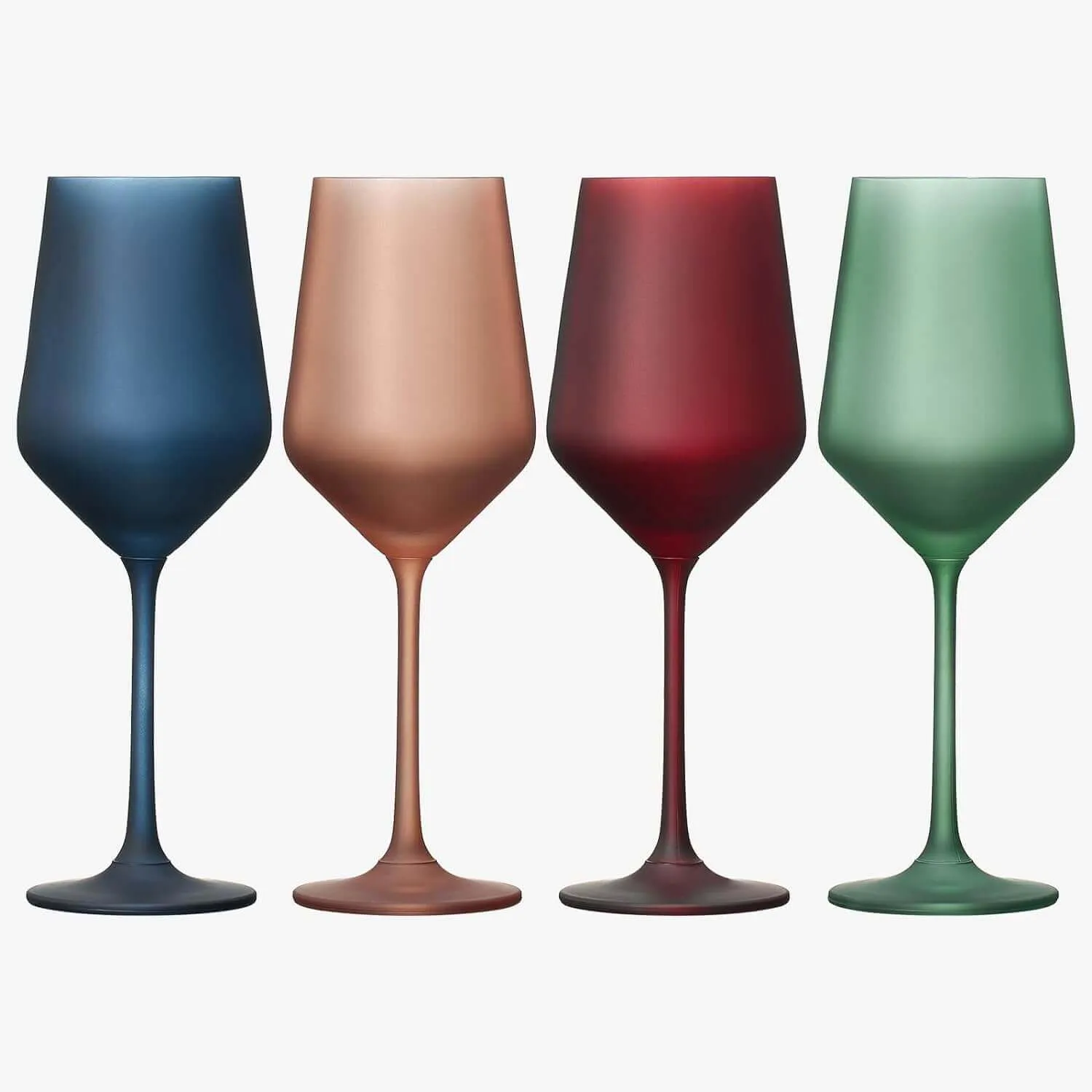 Frosted, Colored Crystal Wine Glasses,  Set of 4, 12oz.