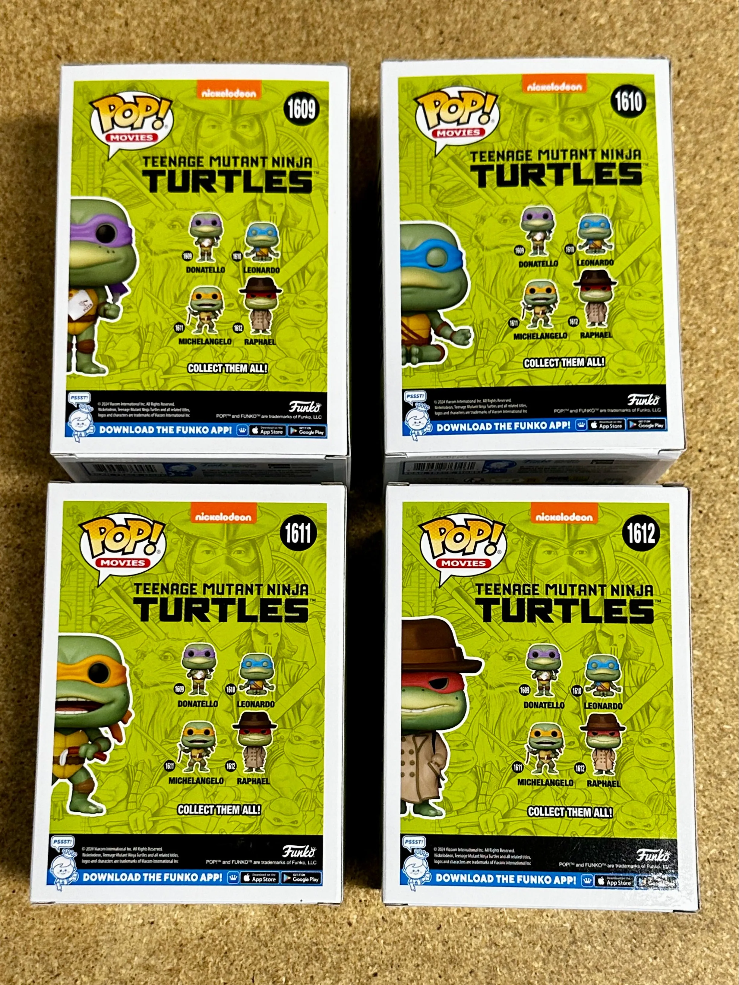 Funko Pop! Movies Leonardo Michelangelo Donatello Raphael TMNT Teenage Mutant Ninja Turtles (1990) Set Of 4