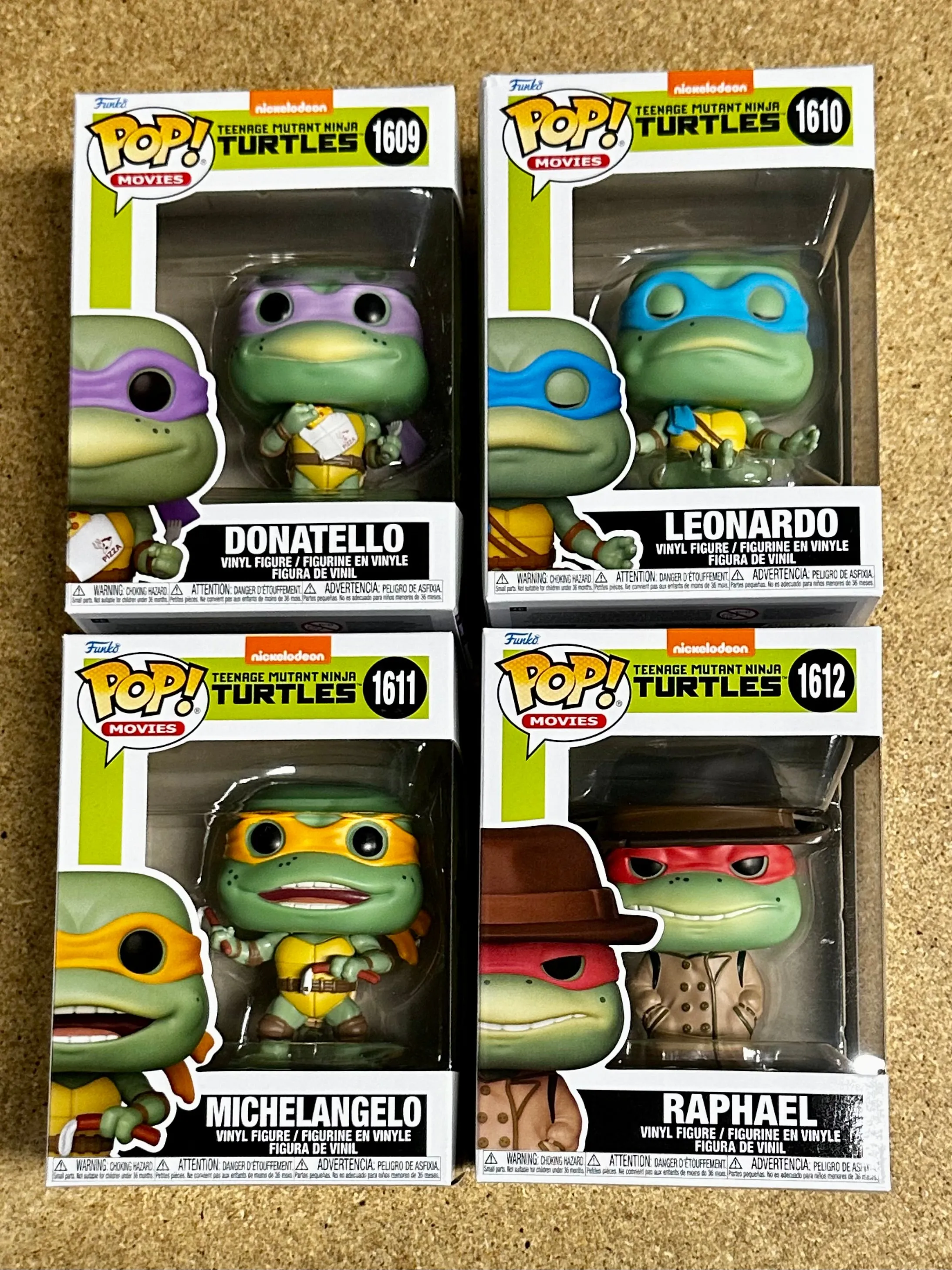 Funko Pop! Movies Leonardo Michelangelo Donatello Raphael TMNT Teenage Mutant Ninja Turtles (1990) Set Of 4