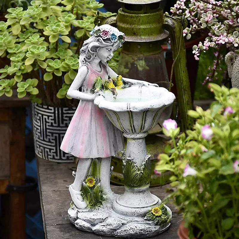 Garden Flower Fairy Sculpture Solar LED Light Ornament