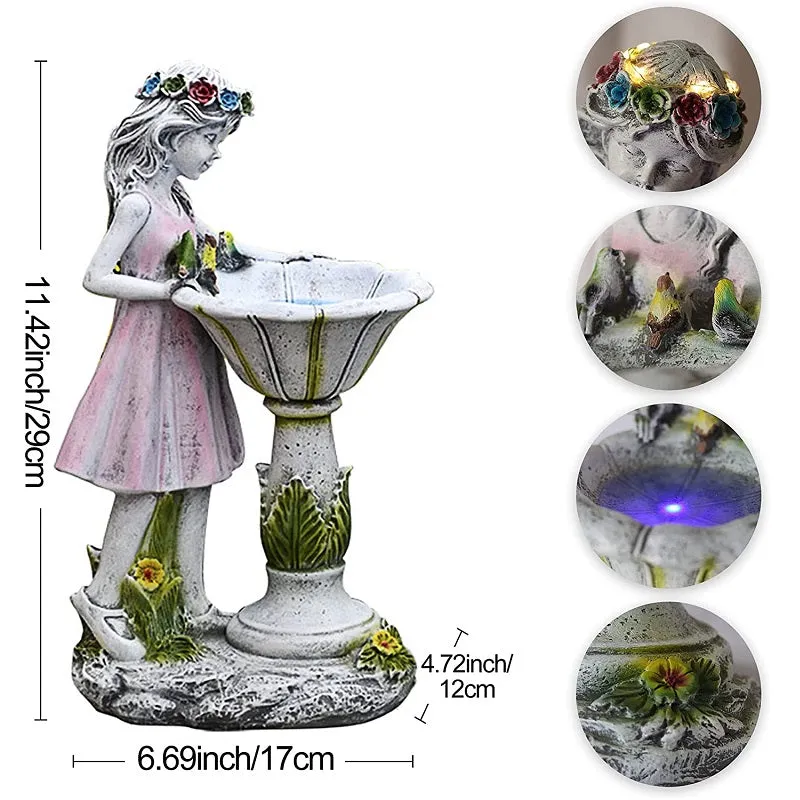 Garden Flower Fairy Sculpture Solar LED Light Ornament