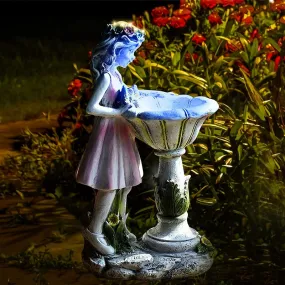 Garden Flower Fairy Sculpture Solar LED Light Ornament