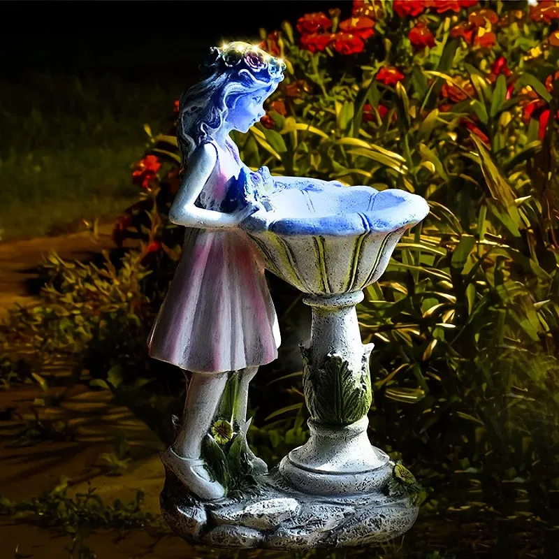 Garden Flower Fairy Sculpture Solar LED Light Ornament