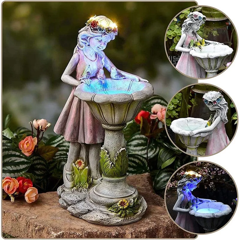 Garden Flower Fairy Sculpture Solar LED Light Ornament