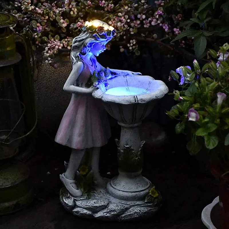 Garden Flower Fairy Sculpture Solar LED Light Ornament