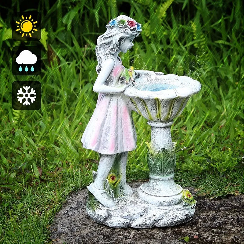 Garden Flower Fairy Sculpture Solar LED Light Ornament