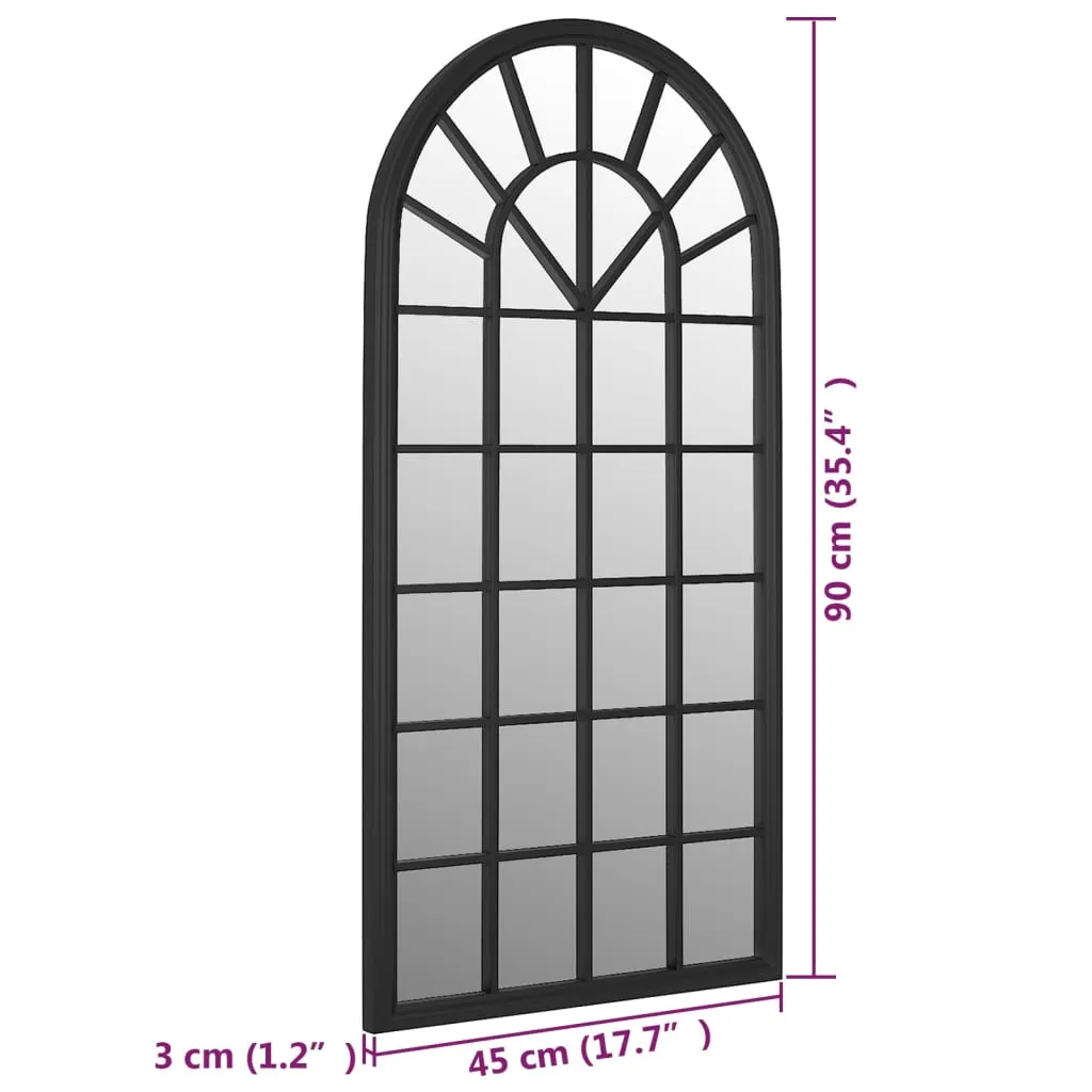 Garden Mirror Black 90x45 cm Iron for Outdoor Use