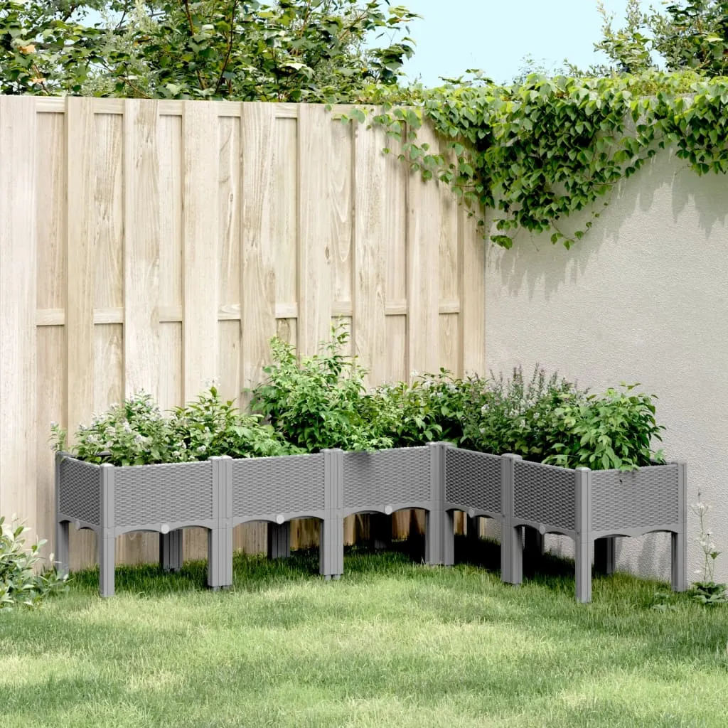 Garden Planter with Legs Light Grey 160x120x42 cm PP