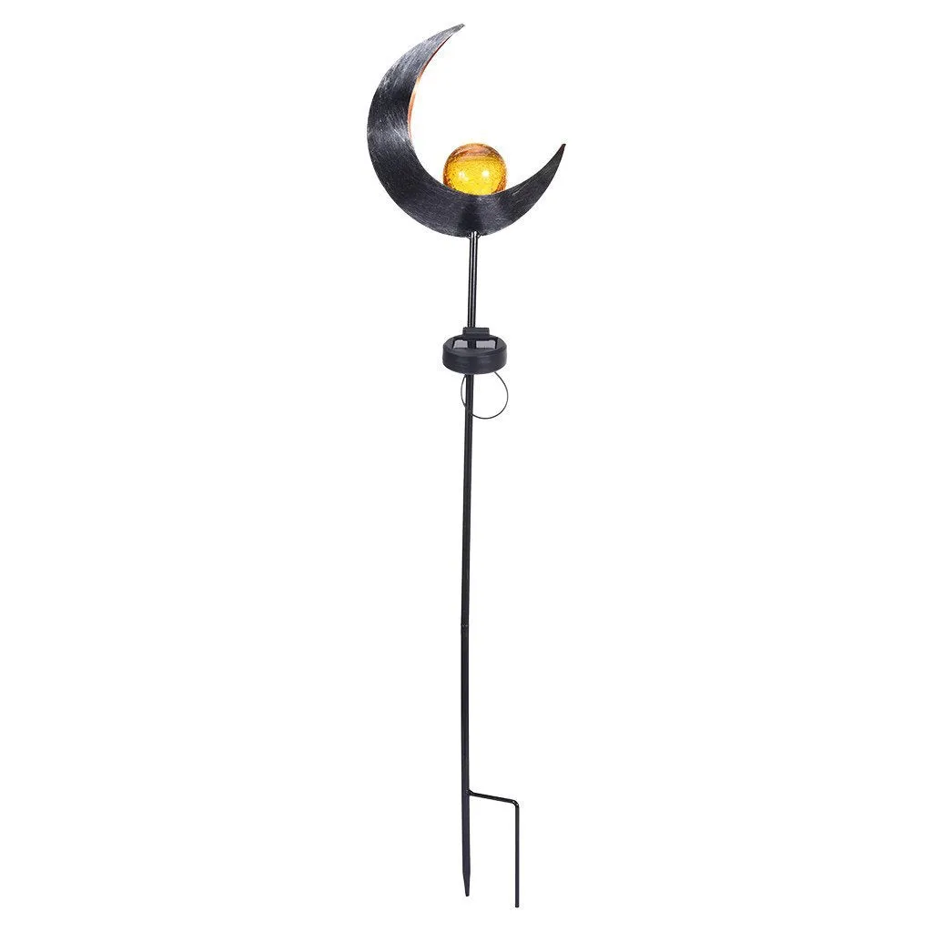 Garden Solar Lights Moon Crackle Glass Globe Stake Lights