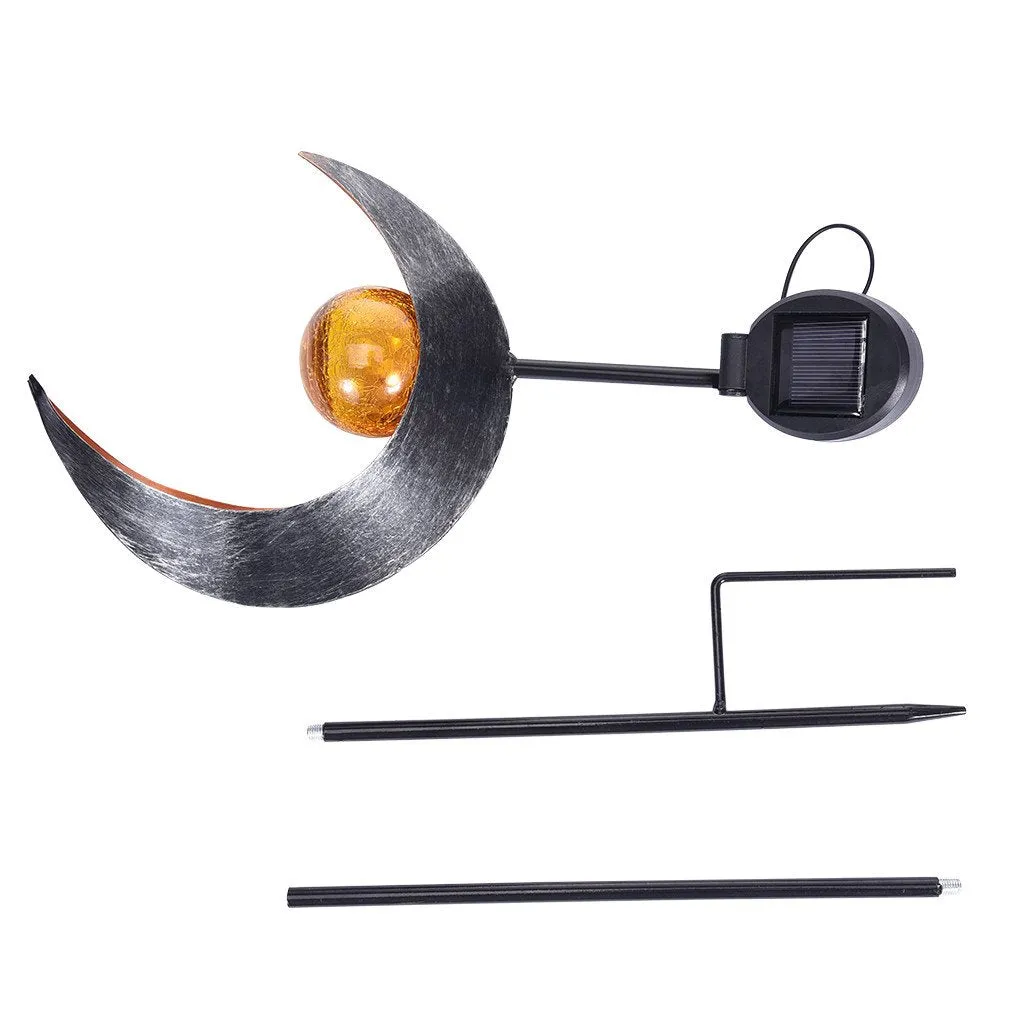 Garden Solar Lights Moon Crackle Glass Globe Stake Lights