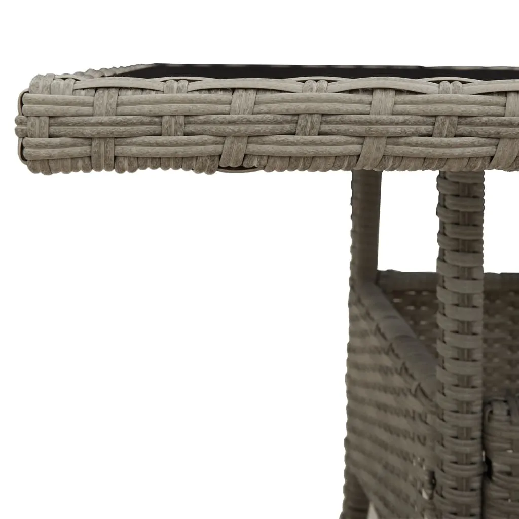 Garden Table with Glass Top Light Grey 80x80x75 cm Poly Rattan