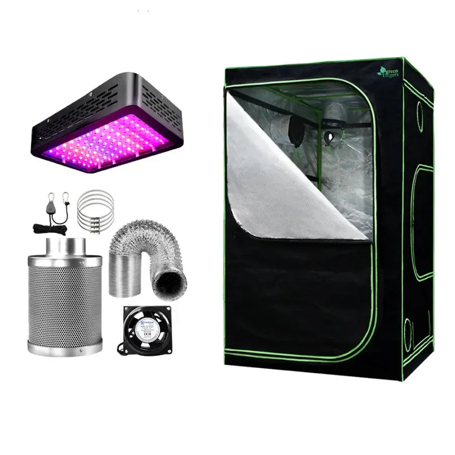 Green Fingers Grow Tent 1000W LED Grow Light 120X120X200cm Mylar 4" Ventilation