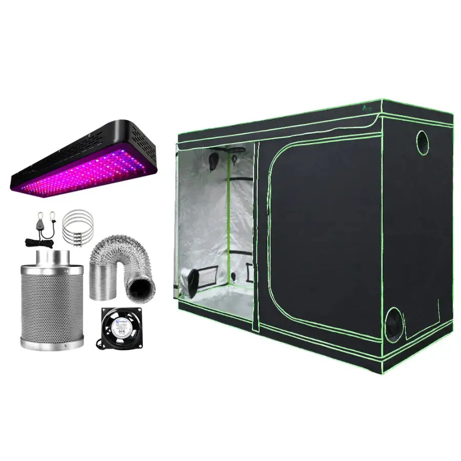 Green Fingers Grow Tent 2000W LED Grow Light 280X140X200cm Mylar 6" Ventilation