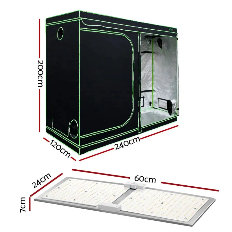 Green Fingers Grow Tent 2200W LED Grow Light Hydroponic Kit System 2.4x1.2x2M