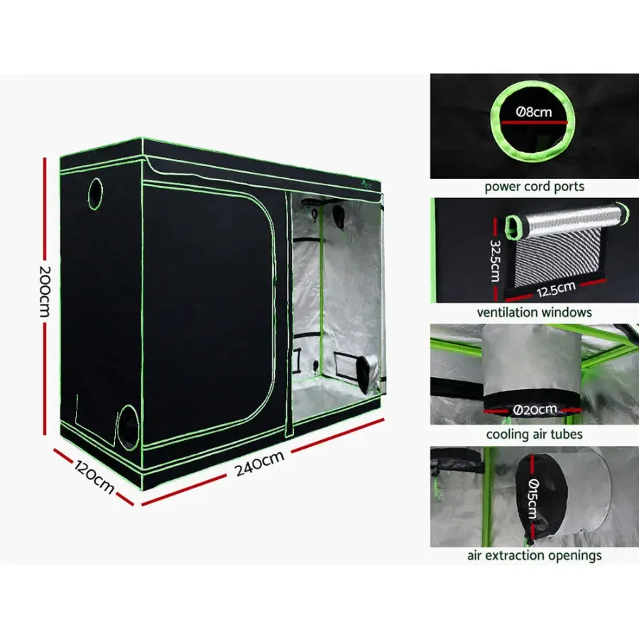 Green Fingers Grow Tent 2200W LED Grow Light Hydroponic Kit System 2.4x1.2x2M