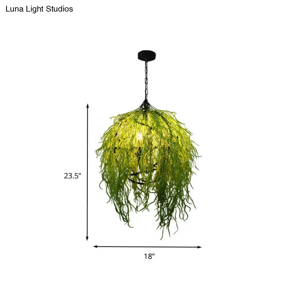 Green Industrial Pendant Light Fixture: 3/4 Bulbs, 18"/21.5" Wide Metal LED Hanging Lamp Kit for Restaurants