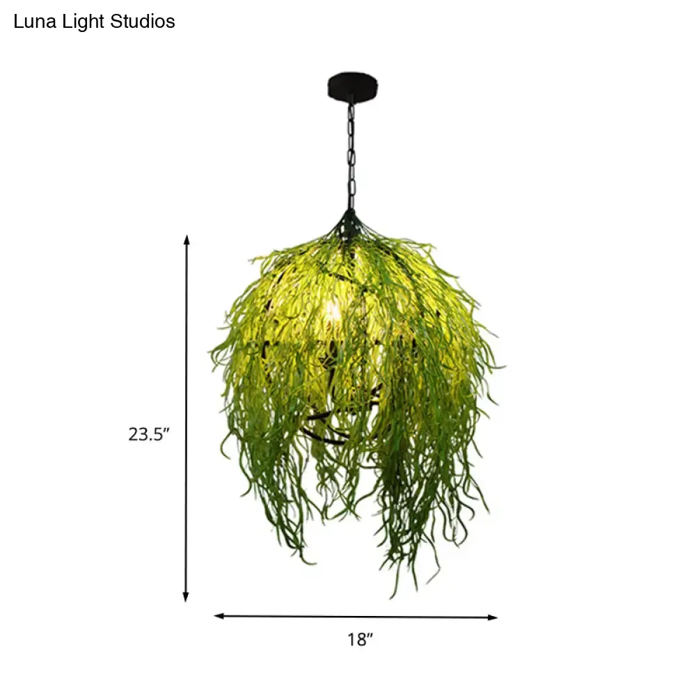 Green Industrial Pendant Light Fixture: 3/4 Bulbs, 18"/21.5" Wide Metal LED Hanging Lamp Kit for Restaurants