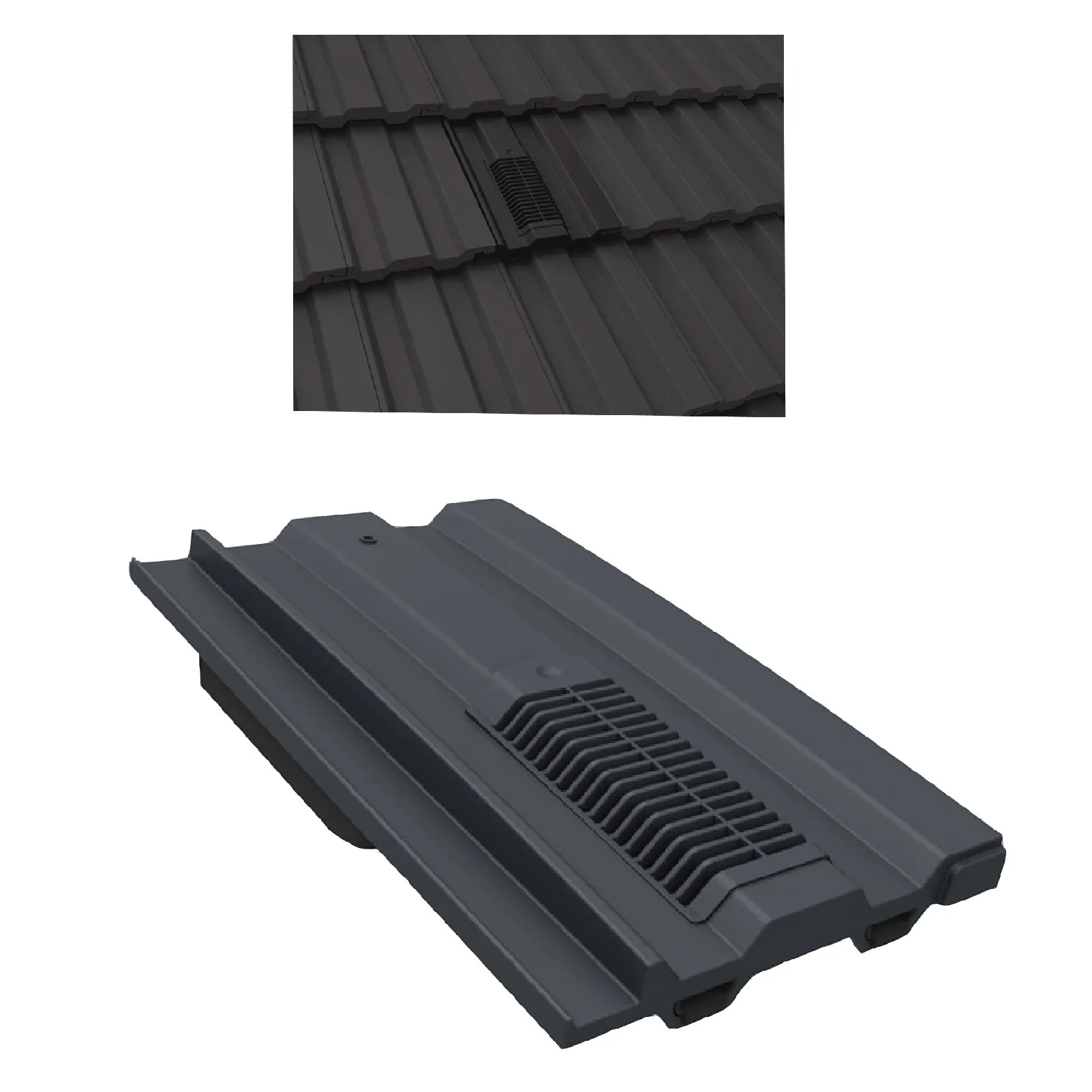 Grey Mini Castellated Roof Tile Vent for Marley Redland Sandtoft