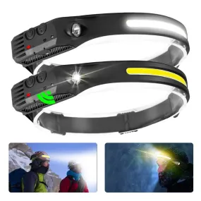 Hand Sweep Sensor Headlamp COB LED Flashlight USB Rechargeable 5 Lighting Modes Head Torch Camping Fishing Work Head Light