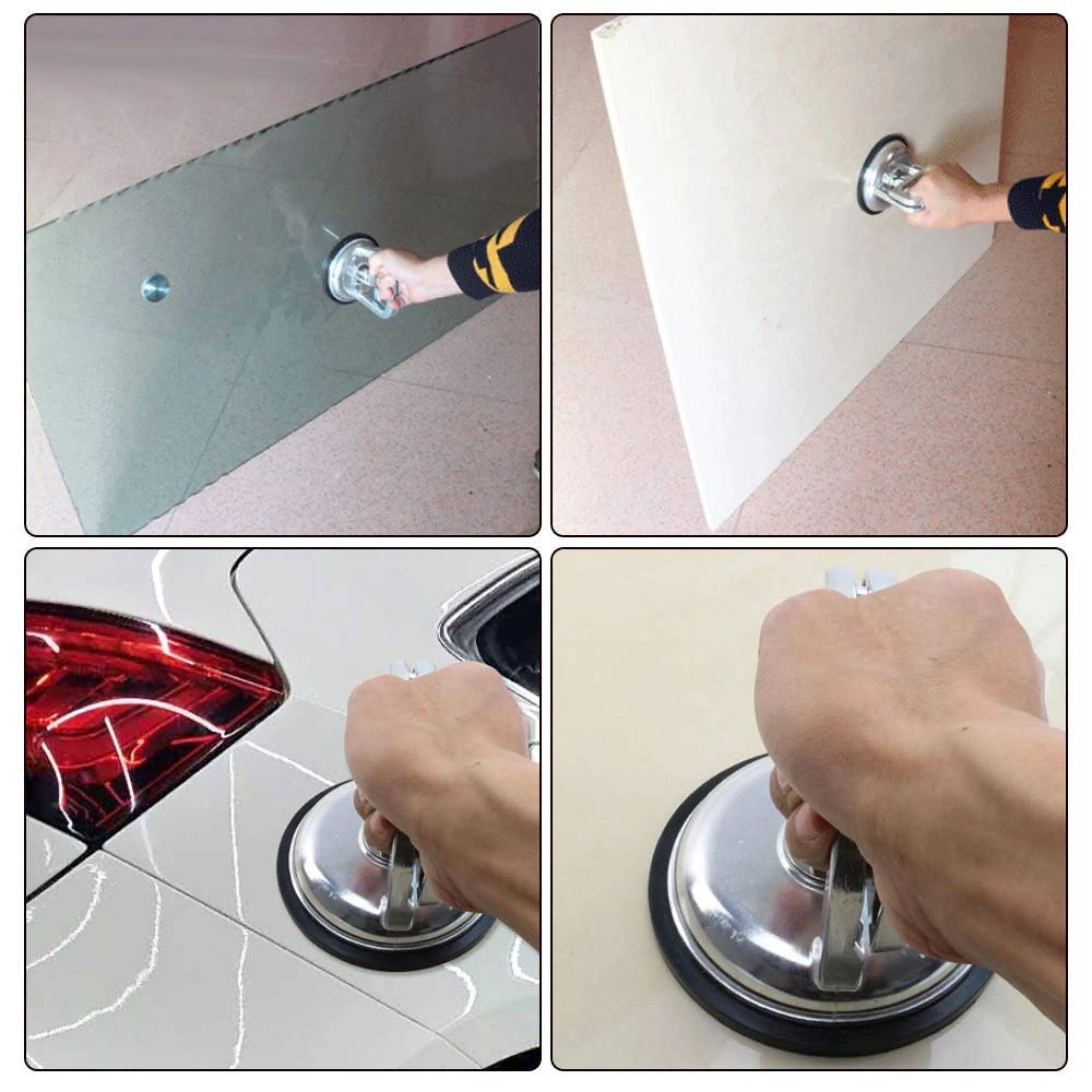 Homdum Aluminum 4.8” Lifting Suction Cup Plate Single/One Handle Locking (1 claw) Sucker Flat Gripper for Lifting Mirror/Tiles/Granite slab, Heavy Duty Glass Lifter.