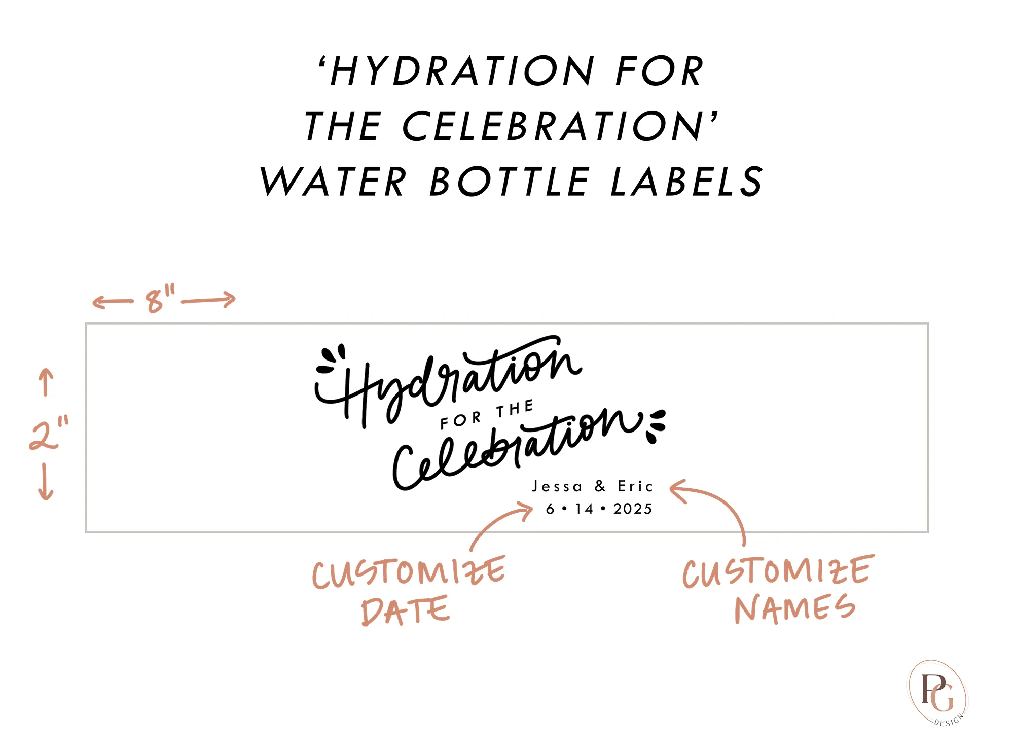 Hydration for the Celebration Wedding Water Bottle Labels