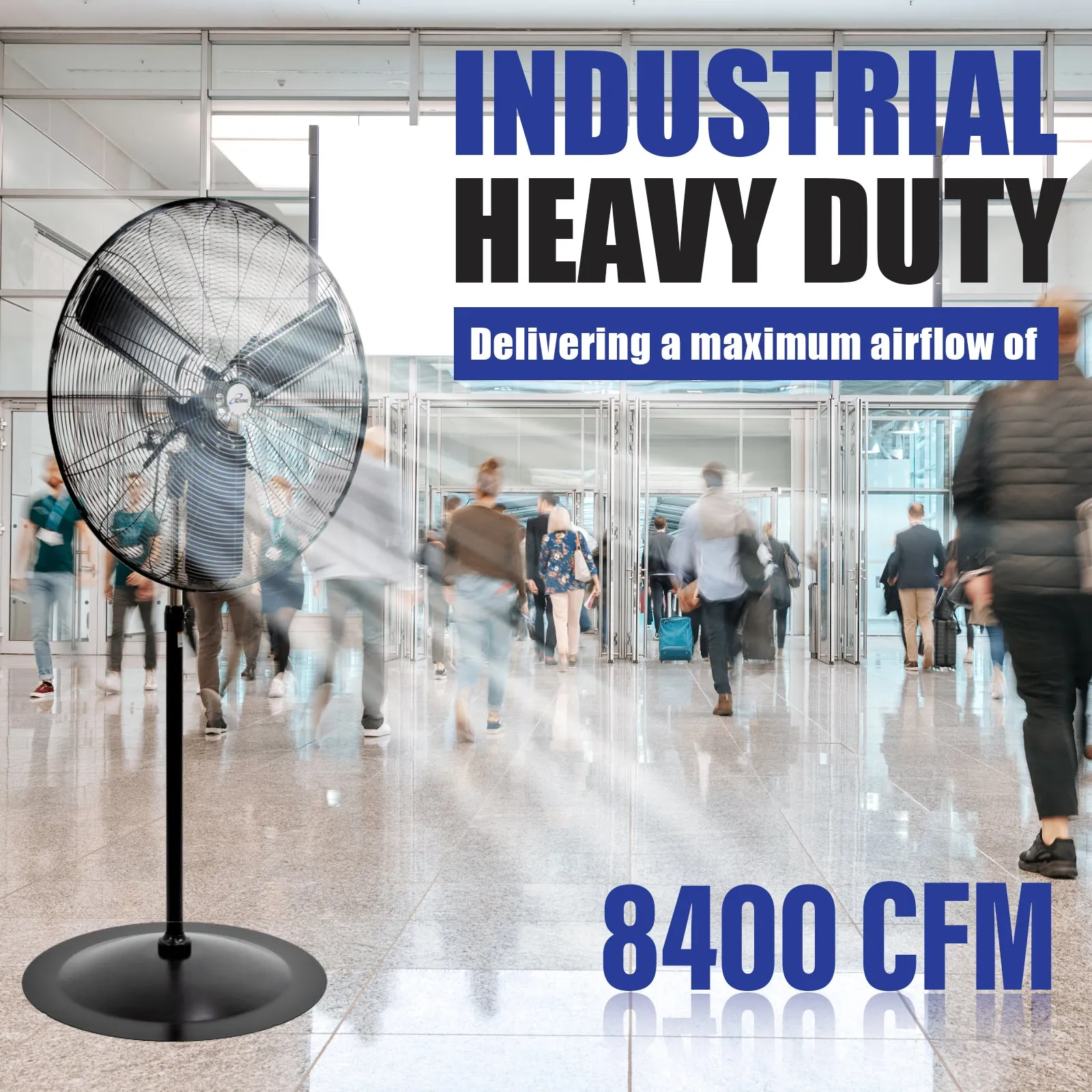 ILG8P31-93 :  iLiving 30" Commercial Pedestal Oscillating Fan - Shop, Garage, Warehouse - 120V, 1.8A , 8400 CFM