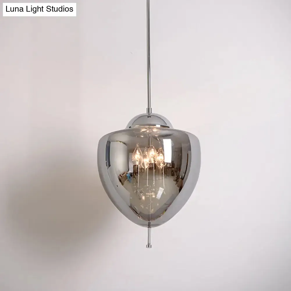 Industrial Chrome Pinecone Pendant Chandelier - Clear/Smoke Gray Glass - 4 Lights - Restaurant Hanging Lamp Kit