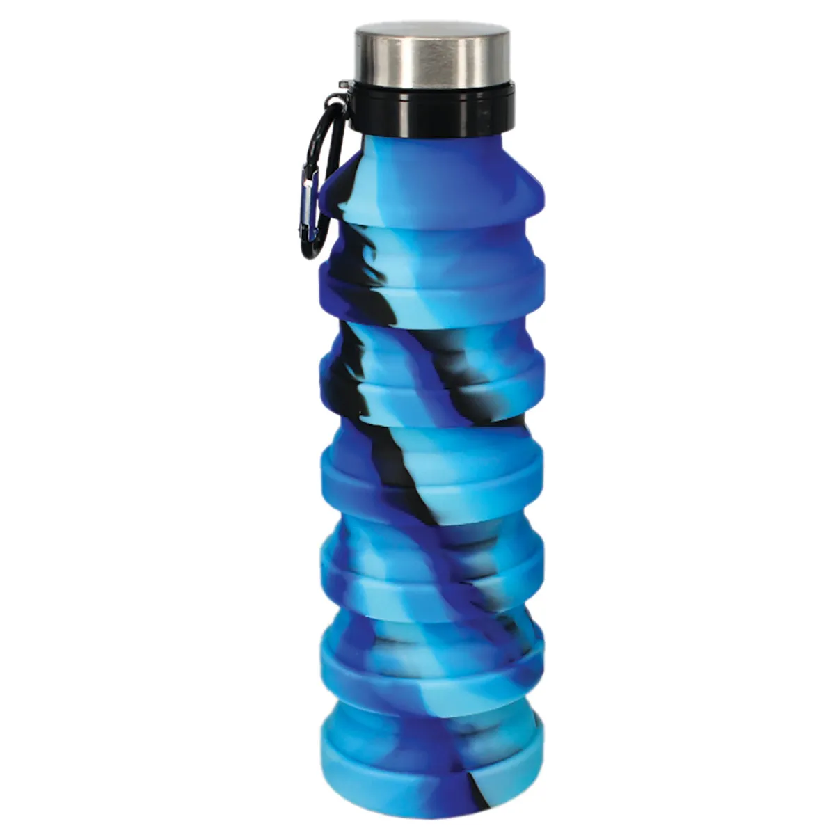 Iscream Blue & Black Silicone Collapsible Water Bottle