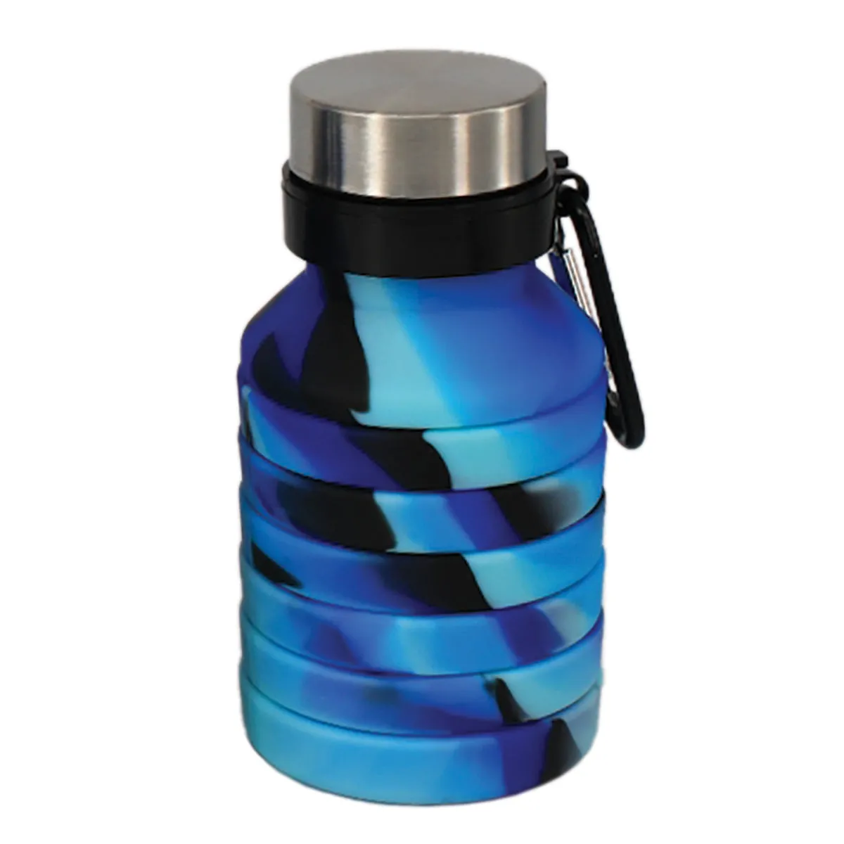 Iscream Blue & Black Silicone Collapsible Water Bottle