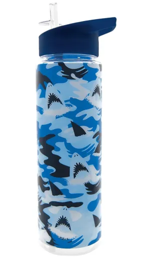 Iscream Sharks Water Bottle w/Flip Up Straw