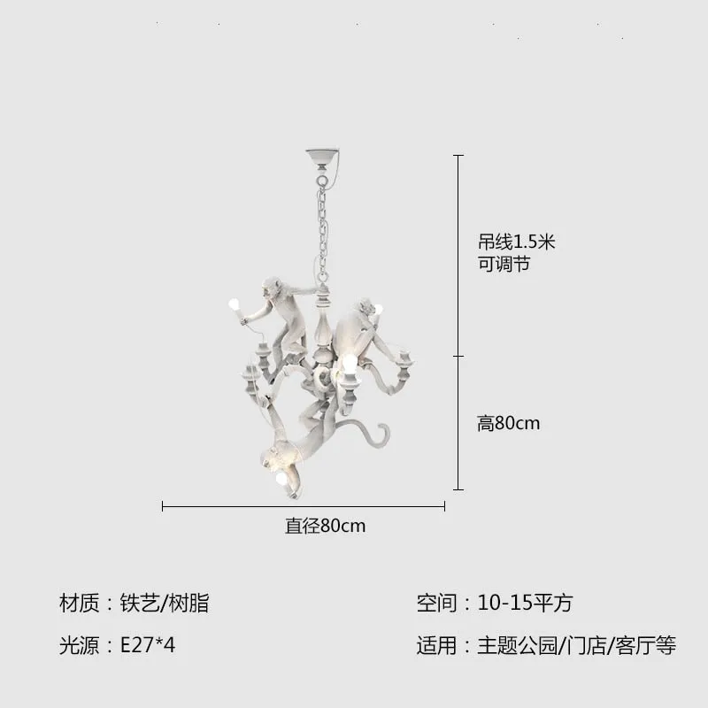 Italian Designer White Monkey Chandeliers - Atmosphere Lamp for Living Room - Creative Home Decor Hanging Lamps Luminaire