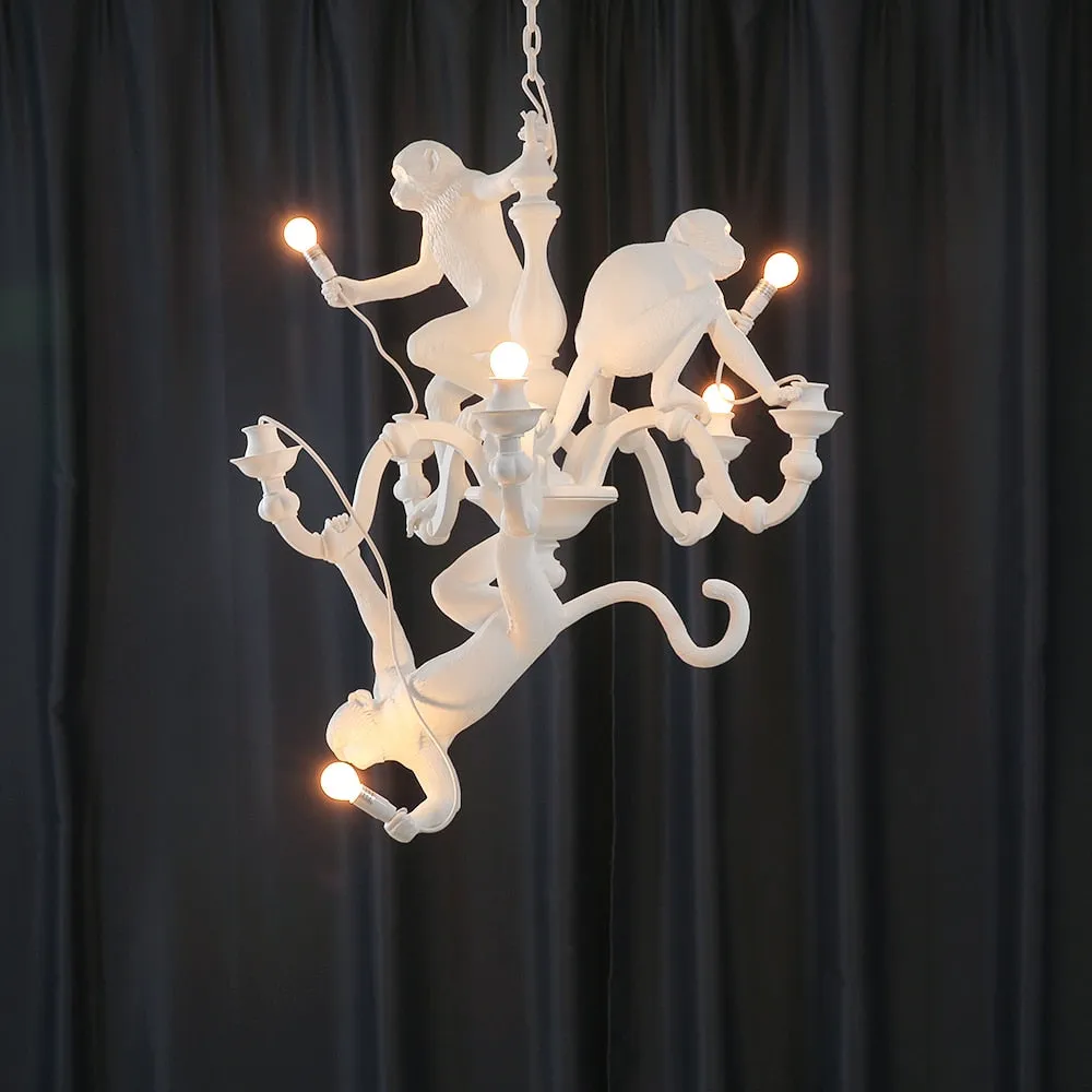 Italian Designer White Monkey Chandeliers - Atmosphere Lamp for Living Room - Creative Home Decor Hanging Lamps Luminaire