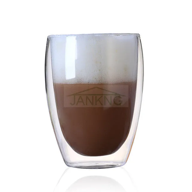 JANKNG 1 Pcs Heat-resistant Double Wall Glass Cup Beer Coffee Cup Set Handmade Creative Beer Mug Tea Mugs Transparent Drinkware