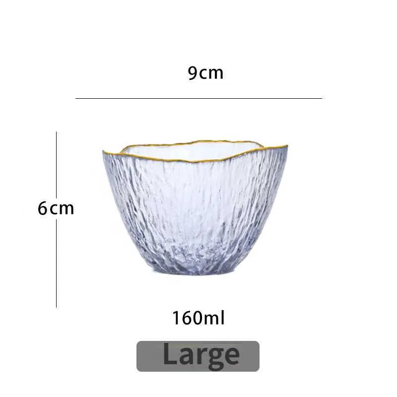 Japanese First Snow Master Cup, Large Whiskey Cup Wine Glass, Gold Rimmed Glass Hammer Pattern Cup