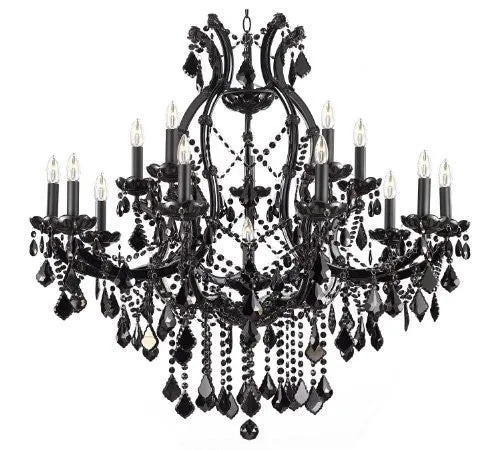 Jet Black Chandelier Crystal Lighting Chandeliers 37X38 - A83-BLACK/21510/15 1