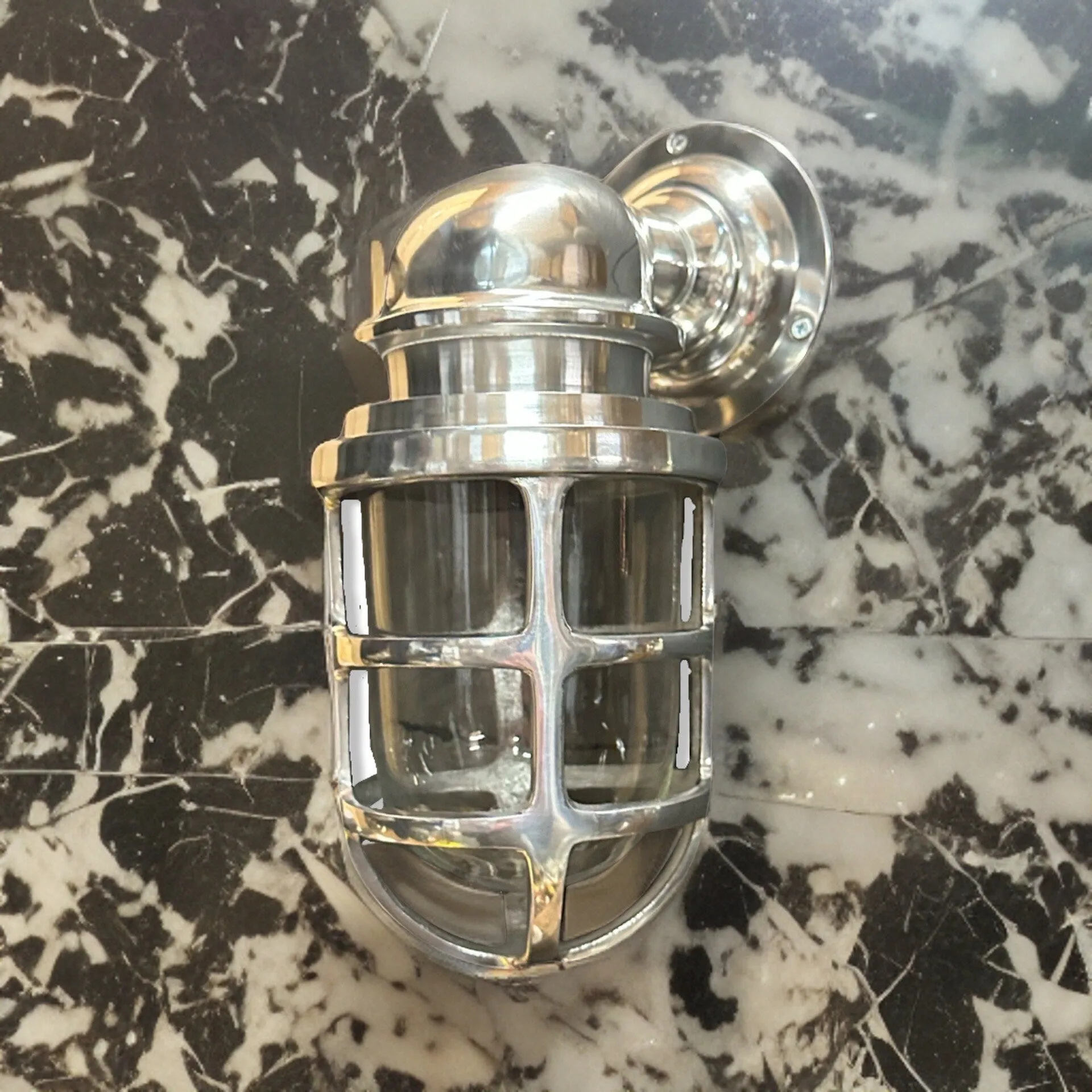 Keswick ~ Bulkhead Outdoor & Bathroom Sconce Wall Light Solid Polished Aluminium |