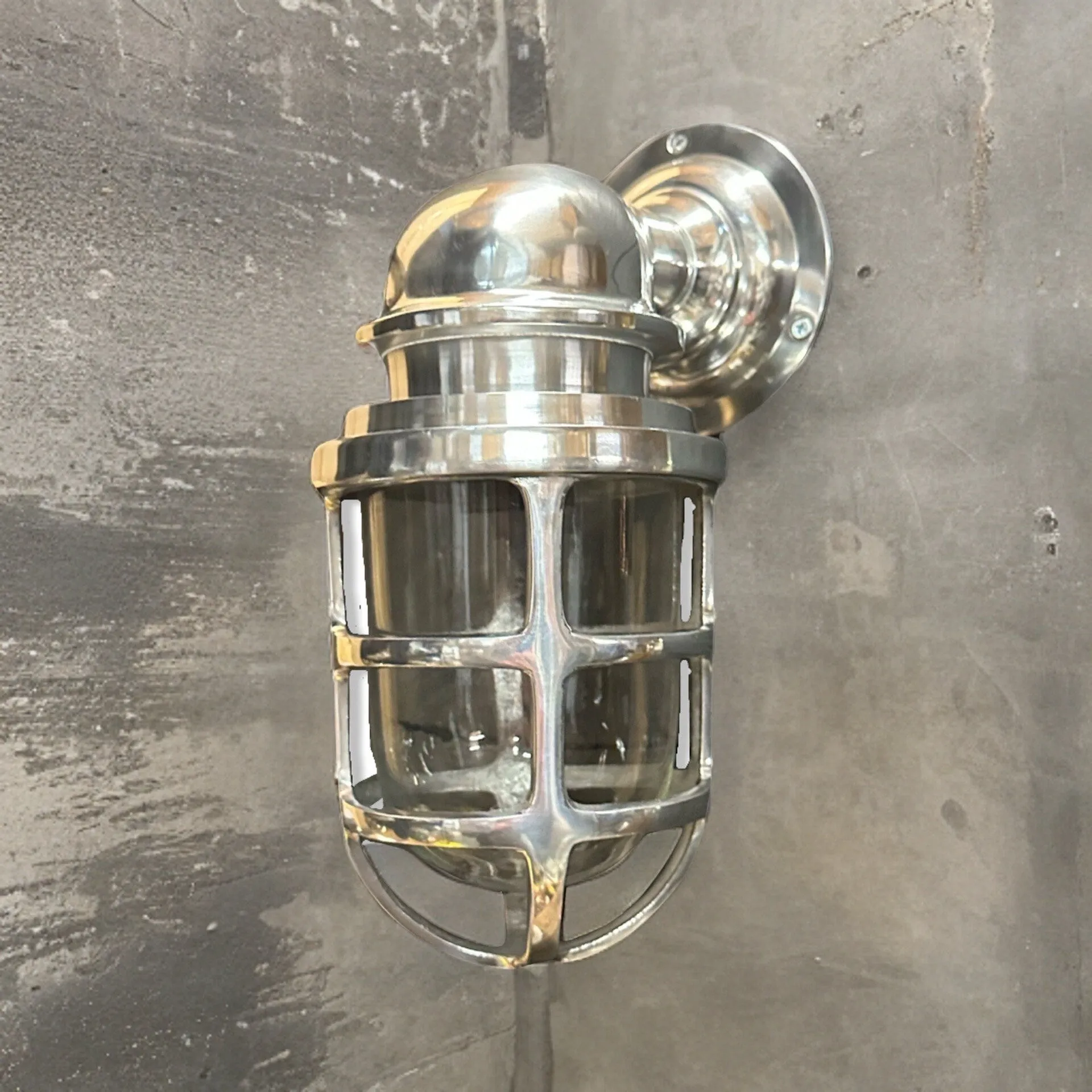 Keswick ~ Bulkhead Outdoor & Bathroom Sconce Wall Light Solid Polished Aluminium |