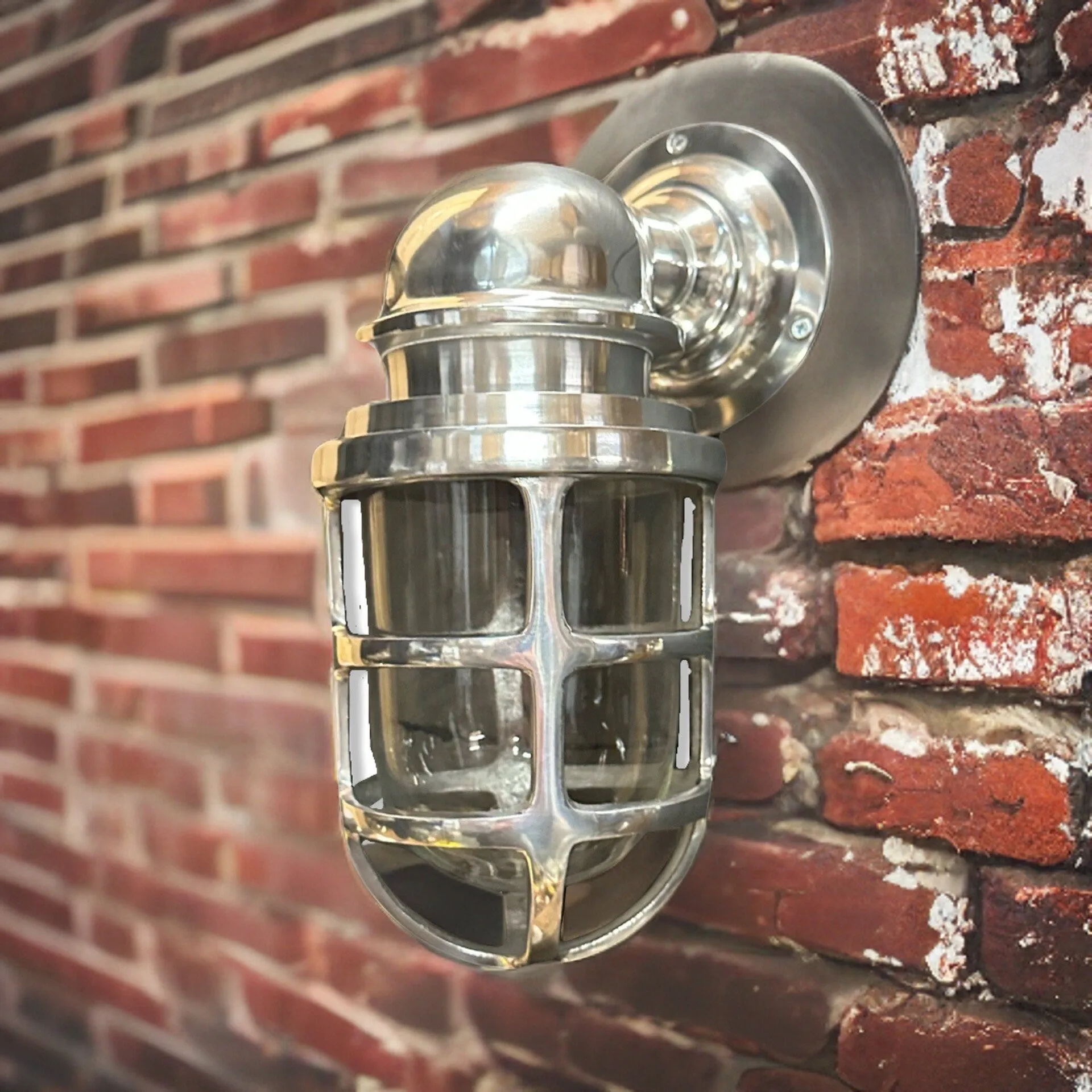 Keswick ~ Bulkhead Outdoor & Bathroom Sconce Wall Light Solid Polished Aluminium |