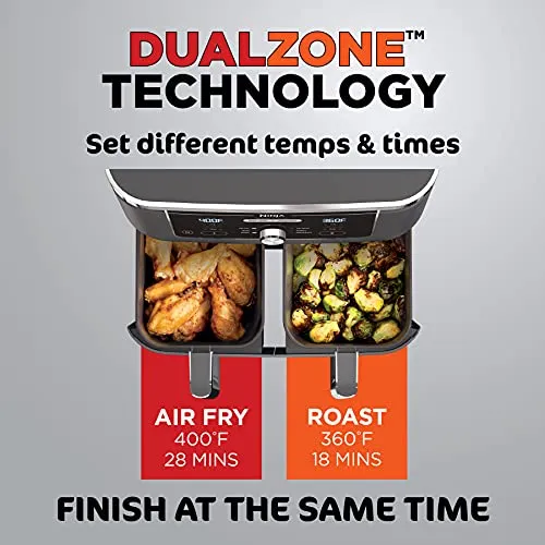 kitchelat DZ401 Foodi 10 Quart 6-in-1 DualZone XL 2-Basket Air Fryer