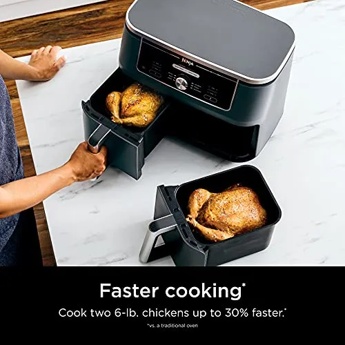 kitchelat DZ401 Foodi 10 Quart 6-in-1 DualZone XL 2-Basket Air Fryer