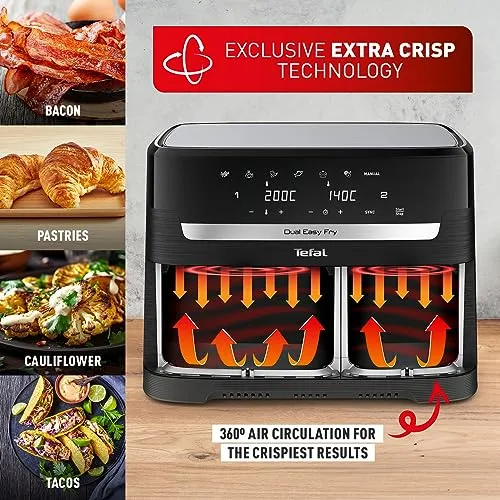 kitchelat Easy Fry Dual Zone Digital Air Fryer, 2 Drawers