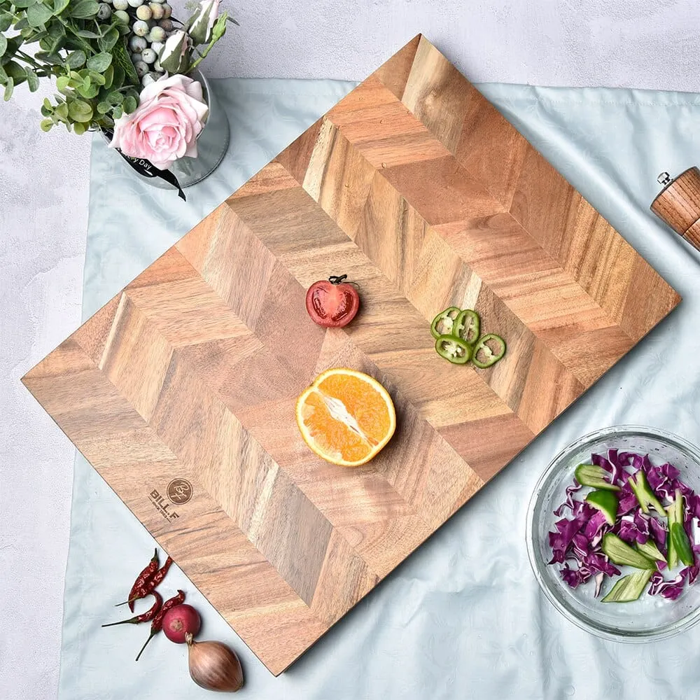 Kitchen Cutting Chopping Board, Acacia Wood Kitchen Cutting Board with End-Grain, Large Wooden Chopping Board Premium Quality