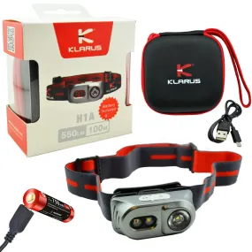 Klarus H1A Headlamp Aluminum 550 LM XP-L V6 LED Rechargeable Battery Included