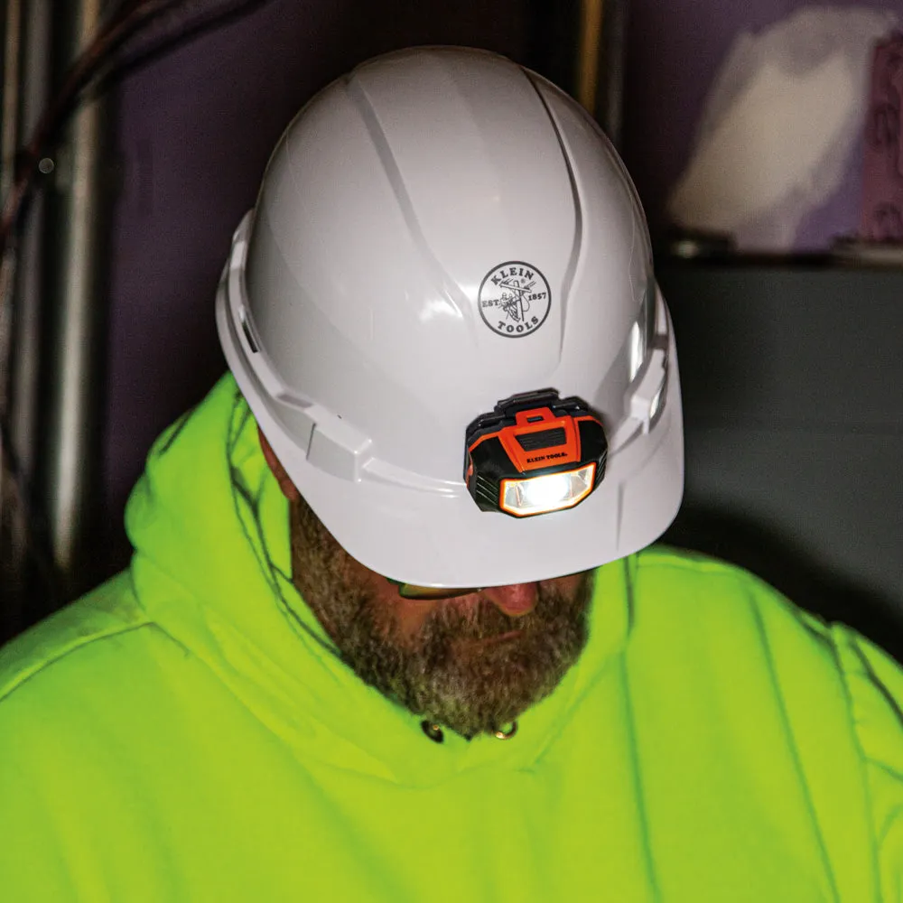 Klein 60107 Hard Hat, Non-vented, Cap Style with Headlamp